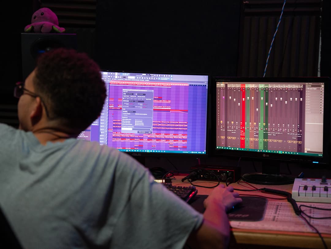 AhmedyTheGr8 producing beats and fine-tuning tracks in Cairo